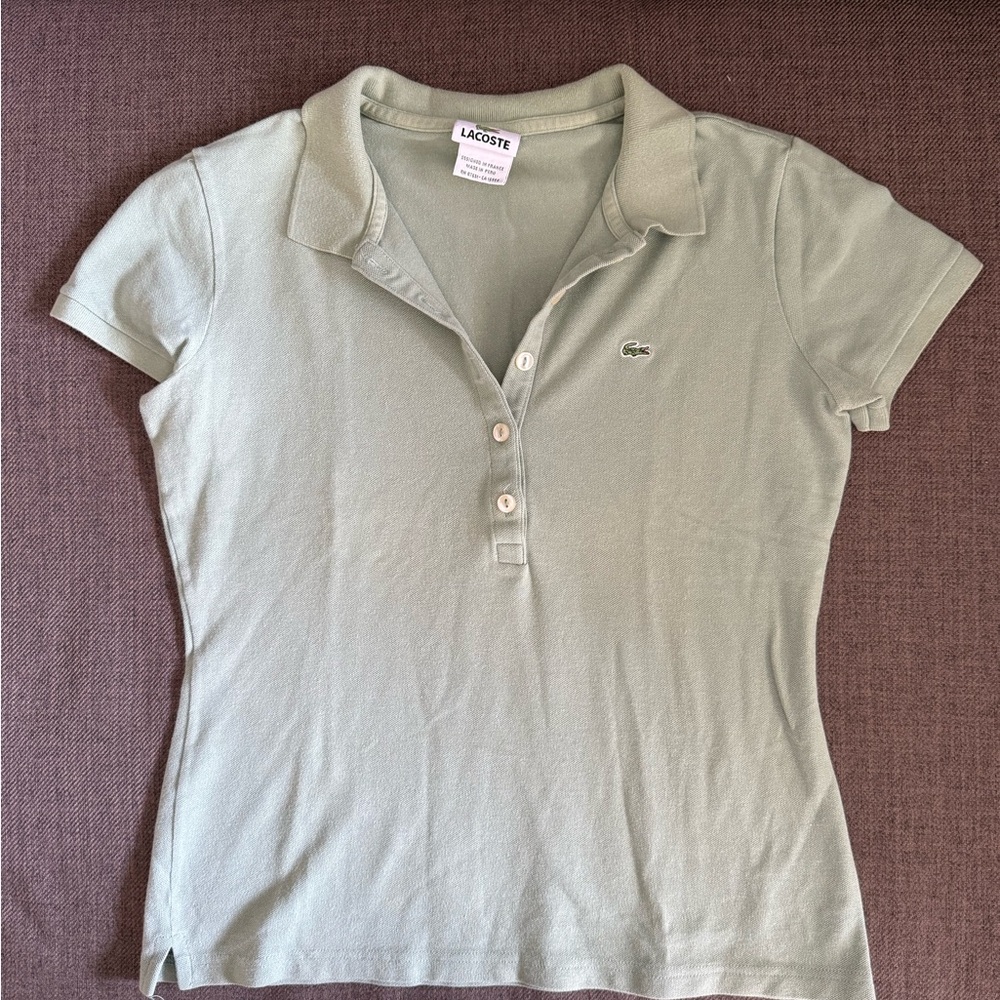 Lacoste Women's Light Green Button Down Shirt